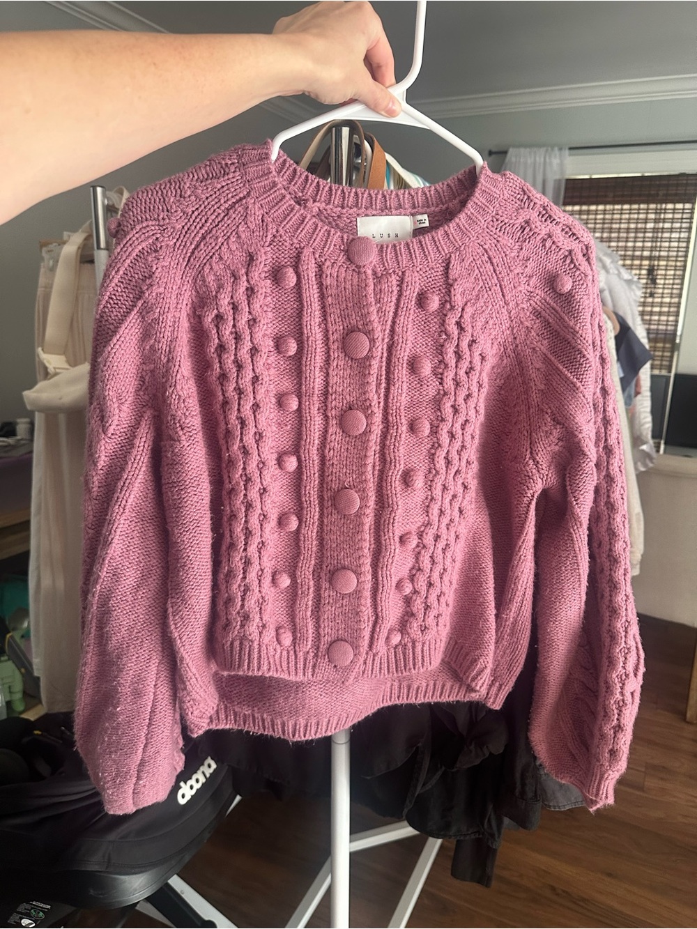 Lush Mauve Pink Cable Knit Sweater